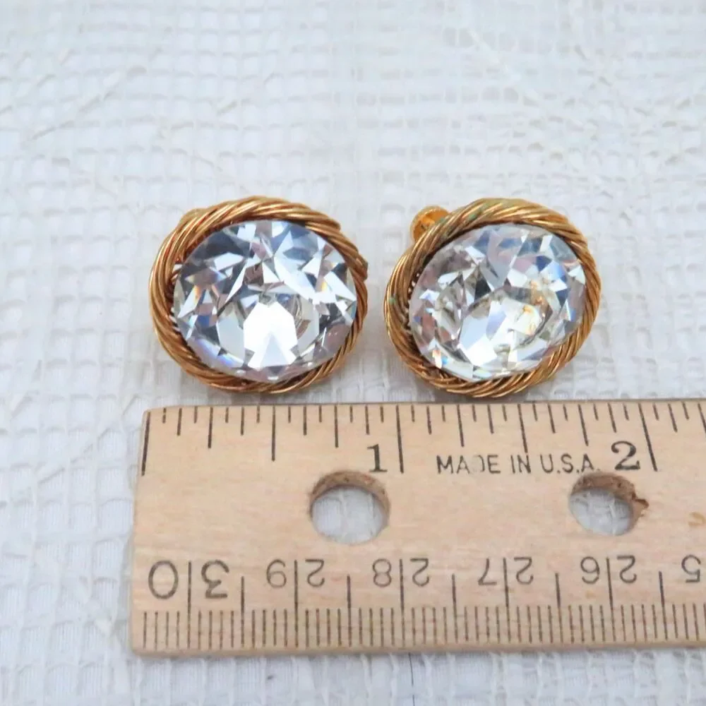 Vendome Vintage Clip On Earrings Women Gold Tone Glamorous Statement Earrings